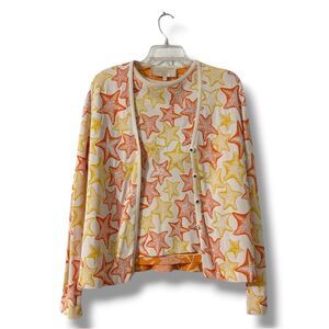 St. John Sport by Marie Gray StarfishPrint Cardigan Tank Set Size M Knit Twinset